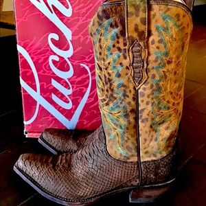 Lucchese Mink Suede BC Python Cheetah 8.5B